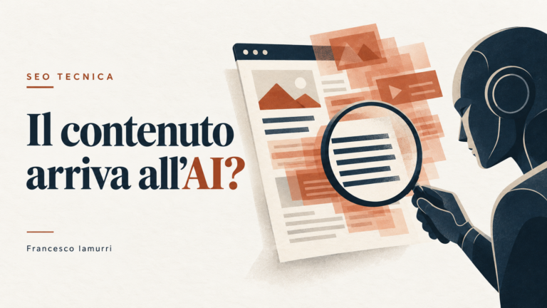 Illustrazione editoriale di una lente che evidenzia il testo di una pagina web tra livelli grafici interattivi.