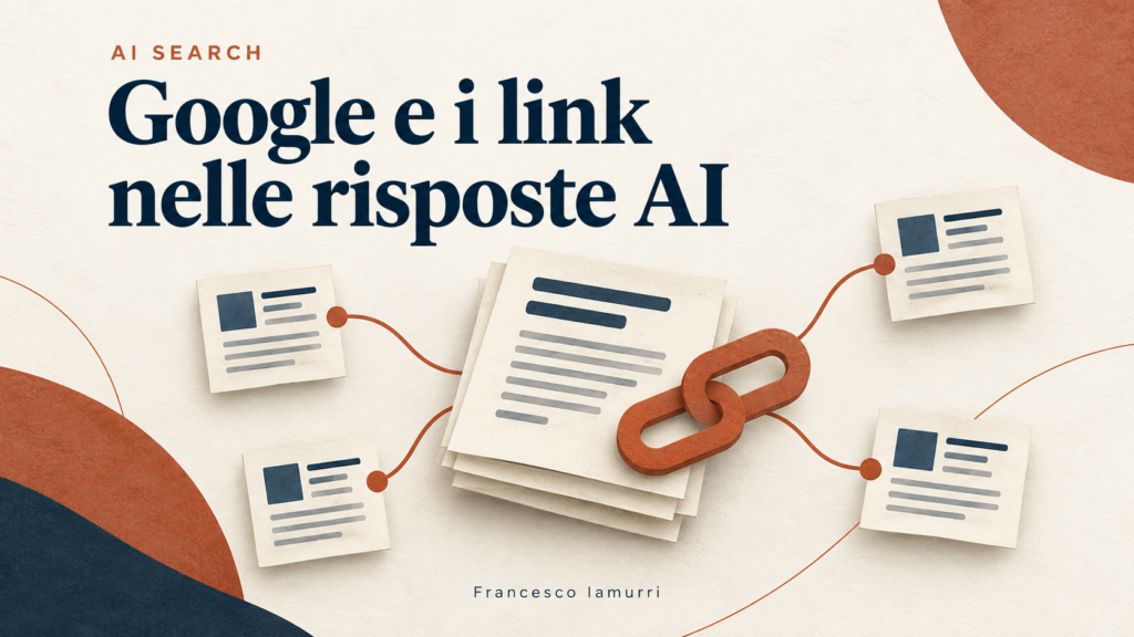 Illustrazione editoriale di pagine web collegate alle fonti nelle risposte AI di Google